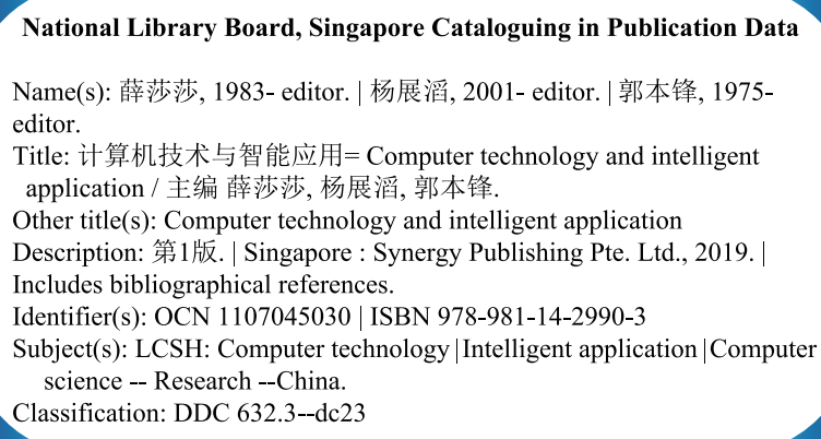 Computer Technology And Intelligent Applications — Book Information