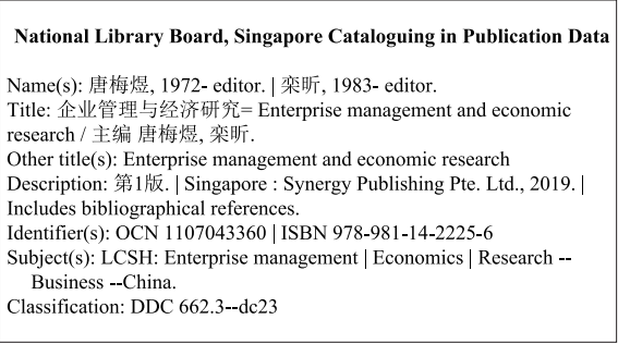 Business Management And Economic Research — Book Information