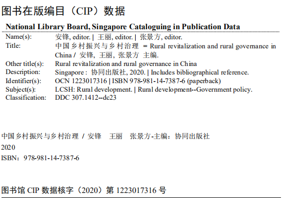 China’S Rural Revitalization And Rural Governance — Book Information